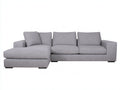 Ecksofa mit Stoffbezug 280x170x85 cm - Hellgrau-Dunkelbraun - Modernes Ecksofa mit breiter Ottomane und geraden Armlehnen