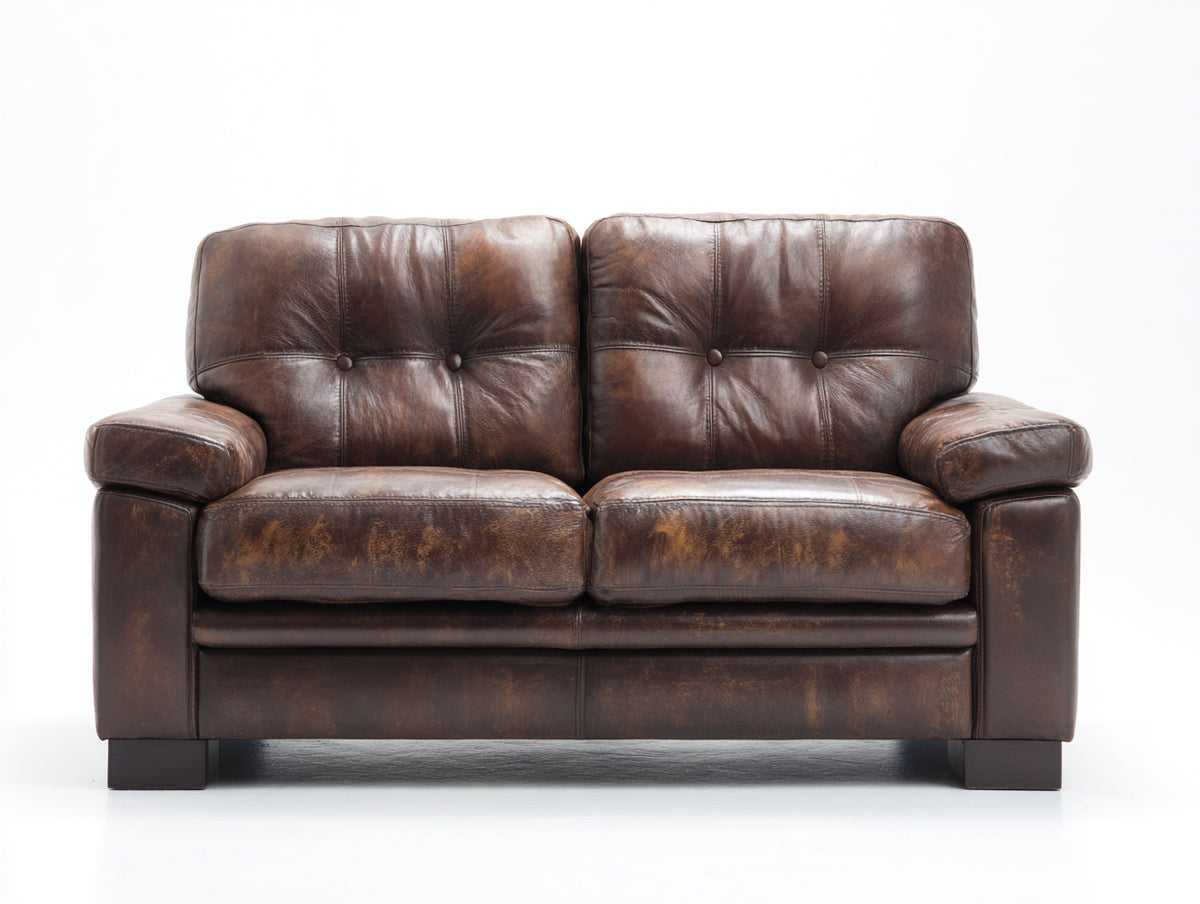 Zweisitzer Sofa Lederoptik 180x90x90 cm - Dunkelbraun - klassisches Design mit gepolsterter Rückenlehne und breiten Armlehnen