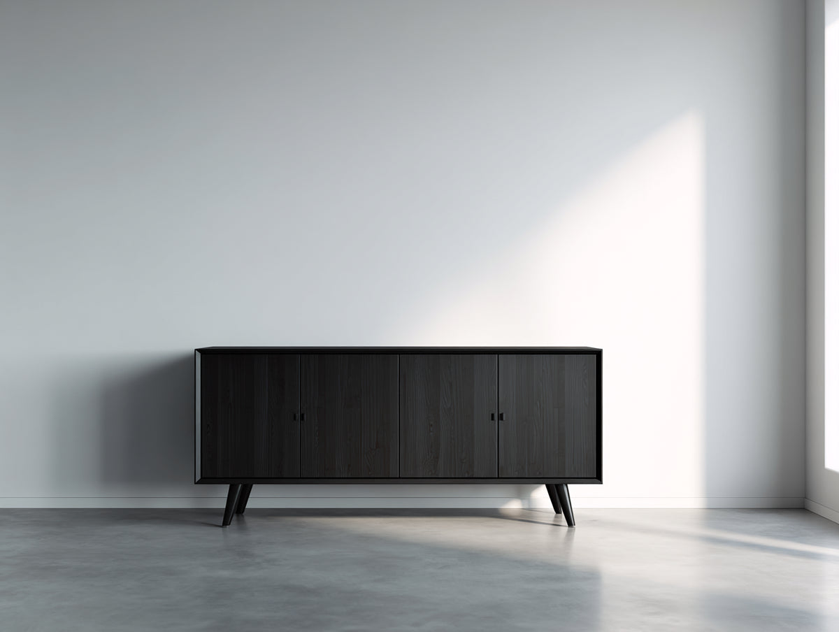 Dielenschränke Holzwerkstoff 160x40x75 cm - Schwarz - Modernes Design mit 4 Türen