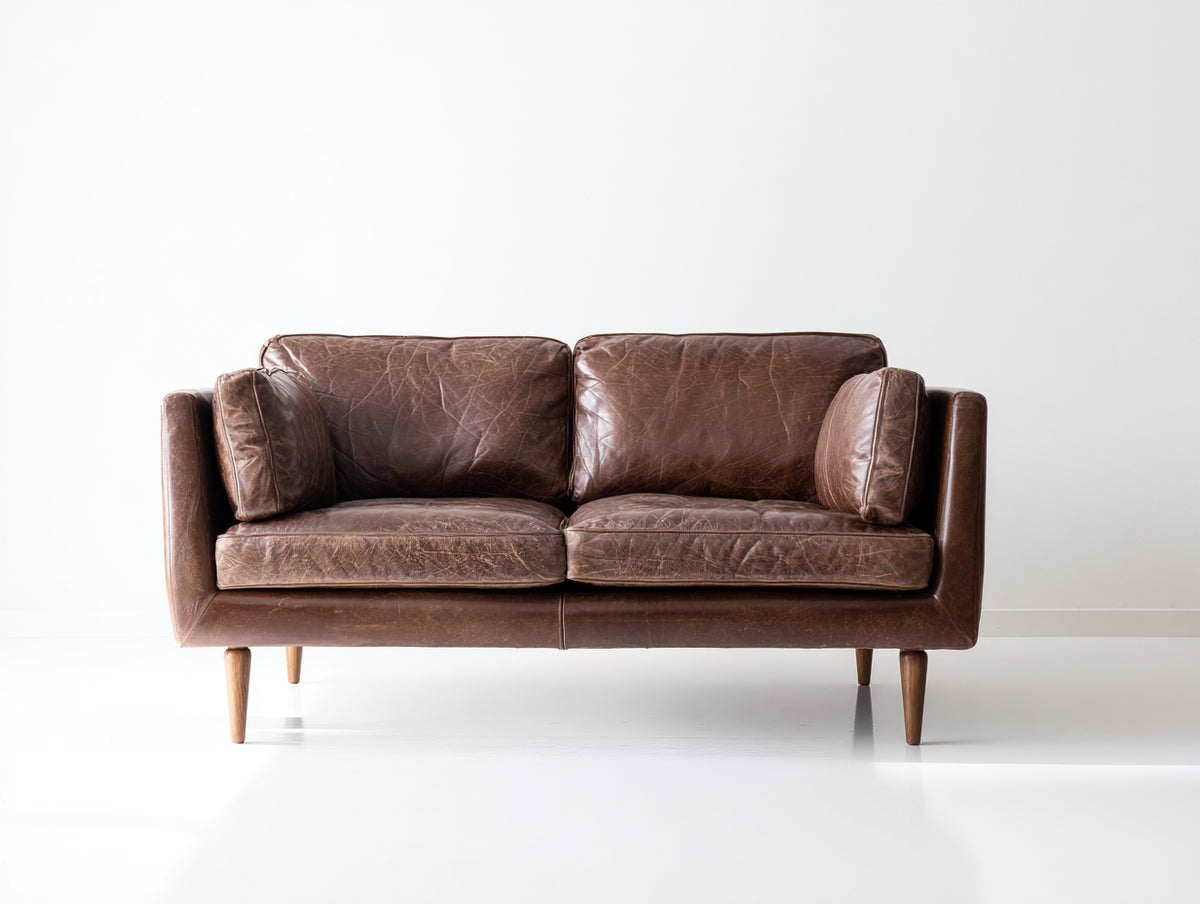 Zweisitzer Sofa Kunstleder 180x84x83 cm - Dunkelbraun - Gepolstertes Vintage Design mit Holzfüßen