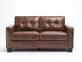 Zweisitzer Sofa mit Polsterbezug in Lederoptik 172x88x88 cm - Dunkelbraun-Schwarz - Klassisches 2-Sitzer Sofa mit Steppnähten und breiten Armlehnen