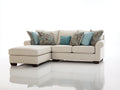Ecksofa mit Stoffbezug 265x170x90 cm - Beige-Dunkelbraun - Modernes Ecksofa mit Ottomane und abgerundeten Armlehnen