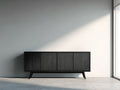 Dielenschränke aus Holz mit 4 Türen 180x45x75 cm - Schwarz - Moderner Flurschrank mit Holzstruktur und schrägen Beinen