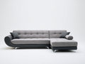 Ecksofa Stoff und Kunstleder 270x175x88 cm - Grau-Schwarz - Gepolstertes Design mit Chaiselongue