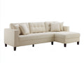 Ecksofa mit Stoffbezug 245x160x88 cm - Cremeweiß - Modernes gepolstertes Design für das Wohnzimmer