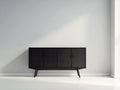 Dielenschränke Holz 160x40x75 cm - Schwarz - modernes Design mit 4 Türen und schrägen Füßen