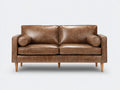 Zweisitzer Sofa mit Bezug in Lederoptik 175x85x80 cm - Braun - Retro Design