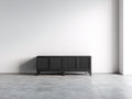 Dielenschränke aus Holz 160x45x70 cm - Schwarz - Niedriger Flurschrank mit 4 Türen und Lamellenfront
