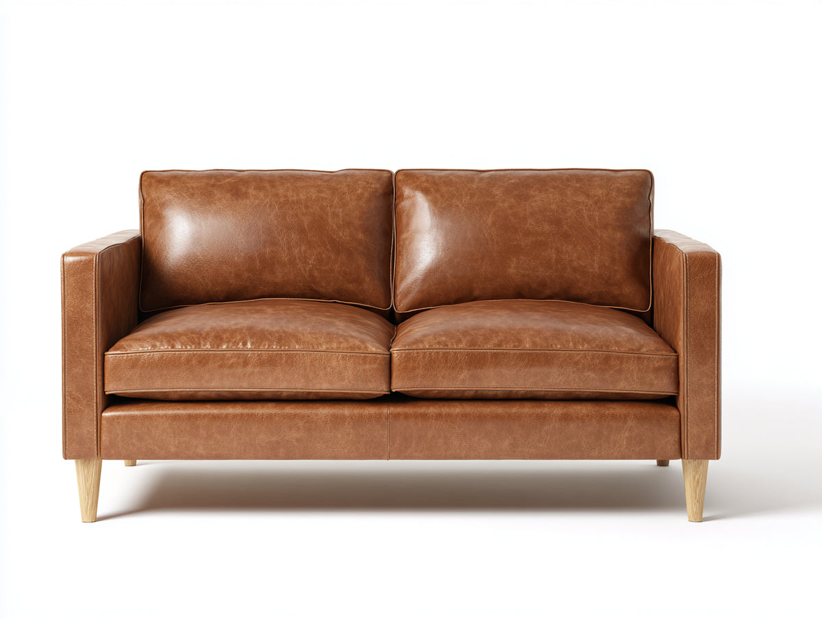 Zweisitzer Sofa Kunstleder 178x84x82 cm - Cognacbraun - Gepolstertes Design mit Holzfüßen