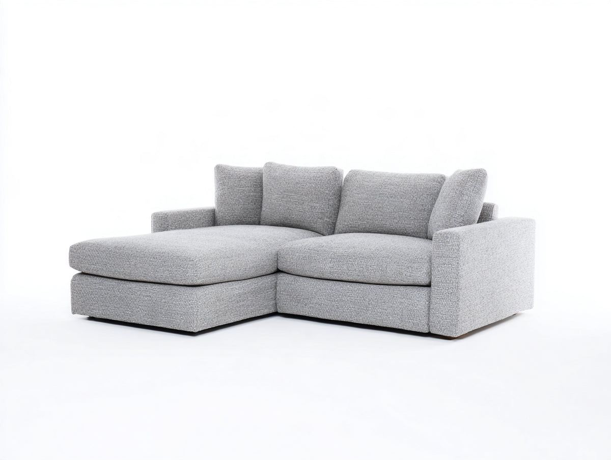 Ecksofa mit Stoffpolsterung 260 x 165 x 88 cm - Hellgrau - L-Form mit breiter Liegefläche und weicher Rückenpolsterung